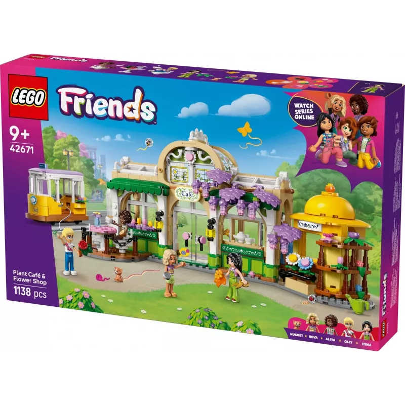 Zestaw LEGO FRIENDS 42671 Kawiarnia z Roślinami i Kwiaciarnia – zestaw do zabawy z funkcjami kawiarni i kwiaciarni