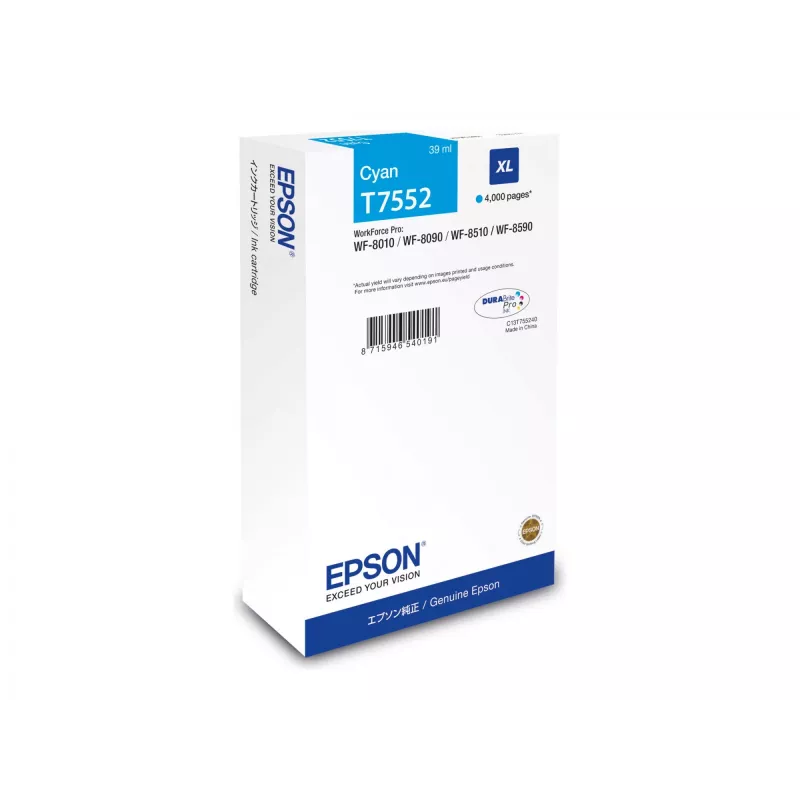 Wkład atramentowy Epson C13T75524N (oryginalny, XL o dużej wydajności) cyjan do serii WF-8XXX