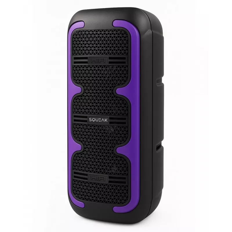 Przenośny głośnik stereo SQUEAK SQ1009 — Bluetooth 5.3, 45 W RMS, 10h bateria, FM, USB, AUX, LED, 1800 mAh, czarny