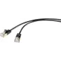 Renkforce RF-4538184 Kabel sieciowy RJ45, kabel krosowy CAT 8.1 F/FTP 25,00 cm czarny ultracienki, pozłacane styki wtyków 1 szt. (RF-4538184)
