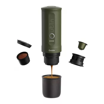 Ekspres do kawy OUTIN Outin Nano Czarny, Zielony — kawa mielona, 20 bar, bateria 7500 mAh, 0,67 kg