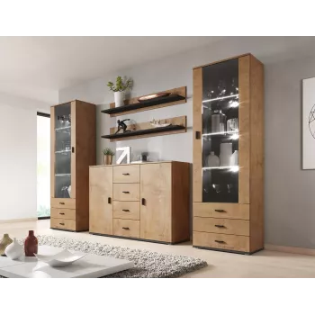 Cama living room sideboard UNI lefkas oak/Czarny
