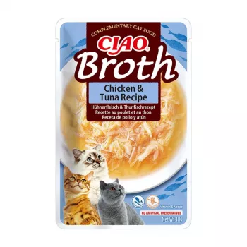 INABA Ciao Broth przysmaki dla kotów, kurczak, ryby i przegrzebki, 10 x 40 g