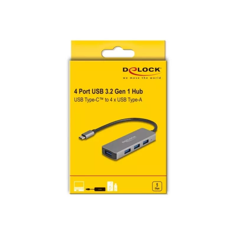 DeLOCK 63173 Hub USB Type-C 5000 Mbit/s Czarny
