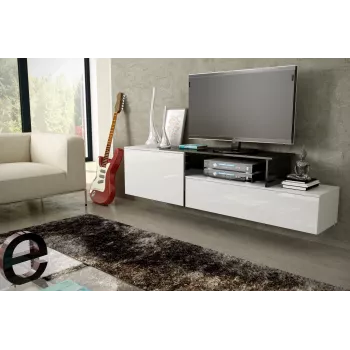 Cama szafka TV SIGMA 3 180 biały/biały połysk + czarny