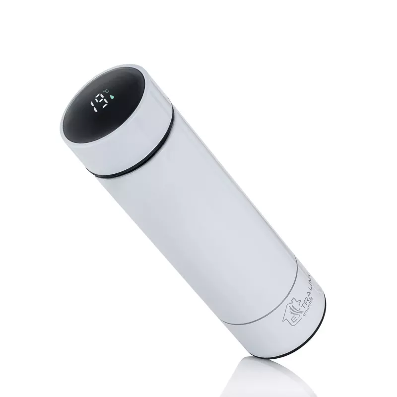Extralink Smart Travel Mug Biały, Kubek Termiczny z Wyświetlaczem Temperatury