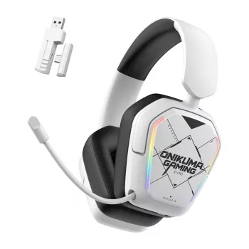 Przewodowy/bezprzewodowy zestaw słuchawkowy Onikuma GT883 biały — połączenie Bluetooth i przewodowe, konstrukcja nauszna