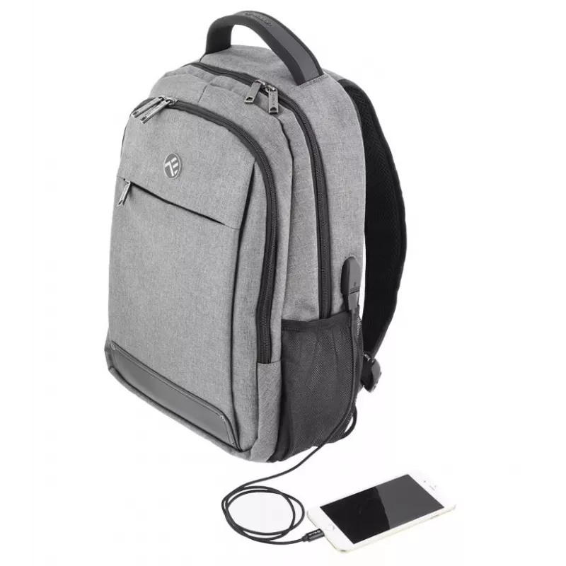 Plecak na laptopa Tellur Companion 15.6 cala z portem USB, szary