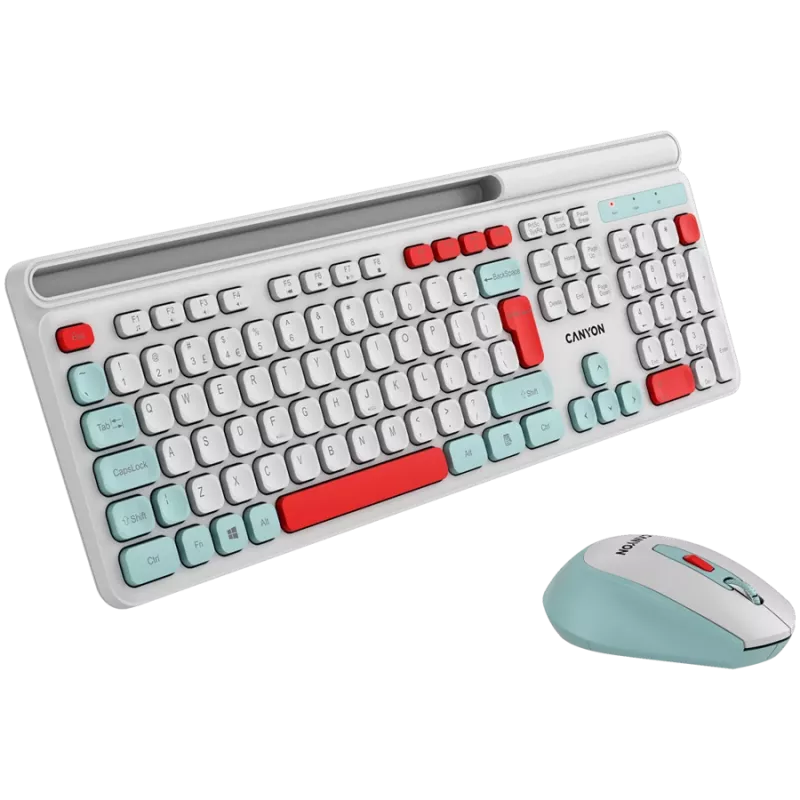 CANYON HSET-W5 EN Zestaw klawiatura + mysz AAA+AA Bezprzewodowy Biały