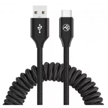 Kabel USB do USB-C Tellur Rozciągliwy 3A 1,8 m Czarny