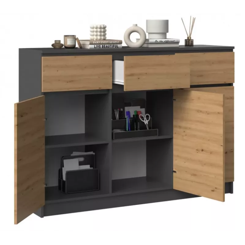 3D3S komoda 120x40x97 cm, antracyt/artisan