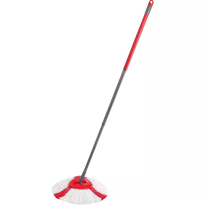 Mop VILEDA EasyWring & Clean Turbo, czerwone wiaderko z technopolimeru, zdejmowana nadająca się do prania głowicą z mikrofibry, do twardych podłóg