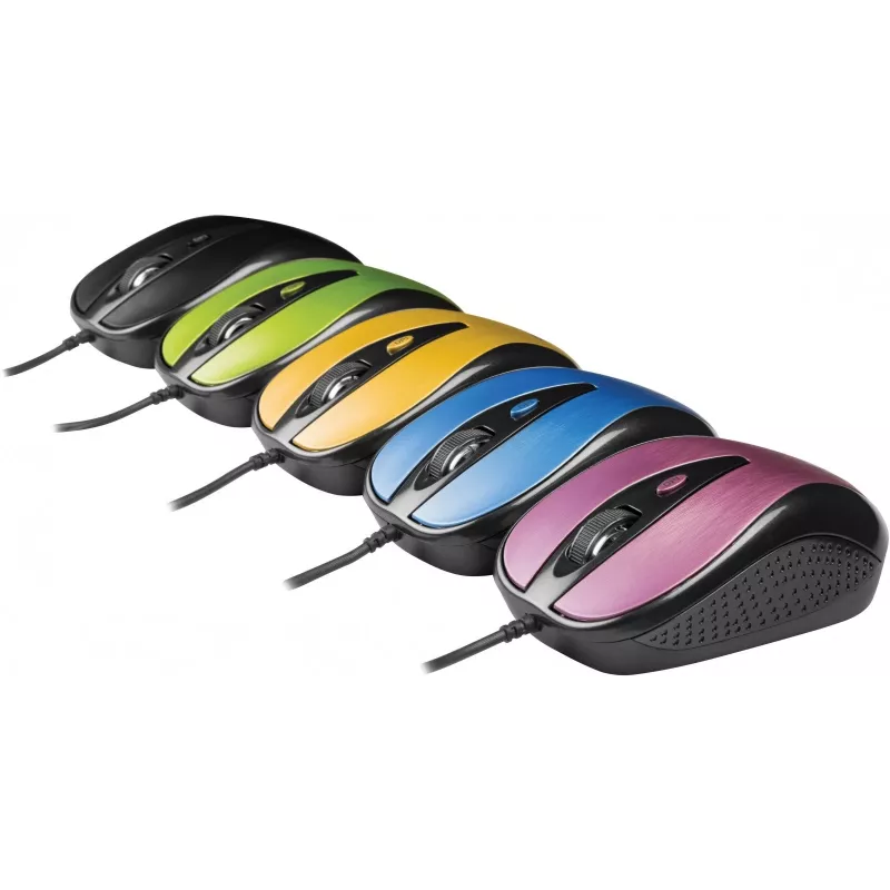 Mysz przewodowa USB, 4 przyciski, optyczna, symetryczna, niebieska
