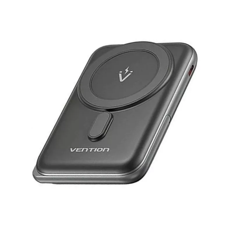 Power bank Vention 10000mAh Magnetic Wireless 20W, 1×USB-C, ładowanie bezprzewodowe, czarny