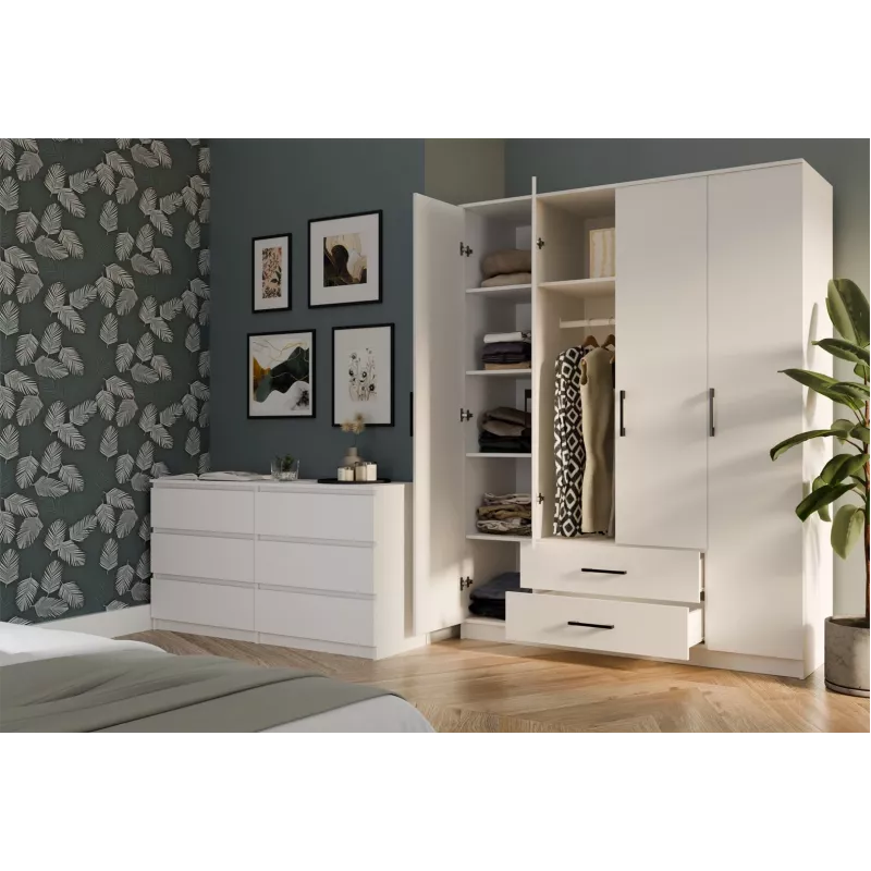 Topeshop ROMANA 160 BIEL KPLB bedroom wardrobe/closet 11 shelves 4 drzwi(s) biały