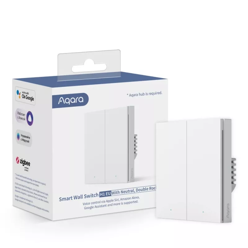 AQARA Inteligentny włącznik ścienny Smart Home H1, z neutralnym, podwójny (WS-EUK04)