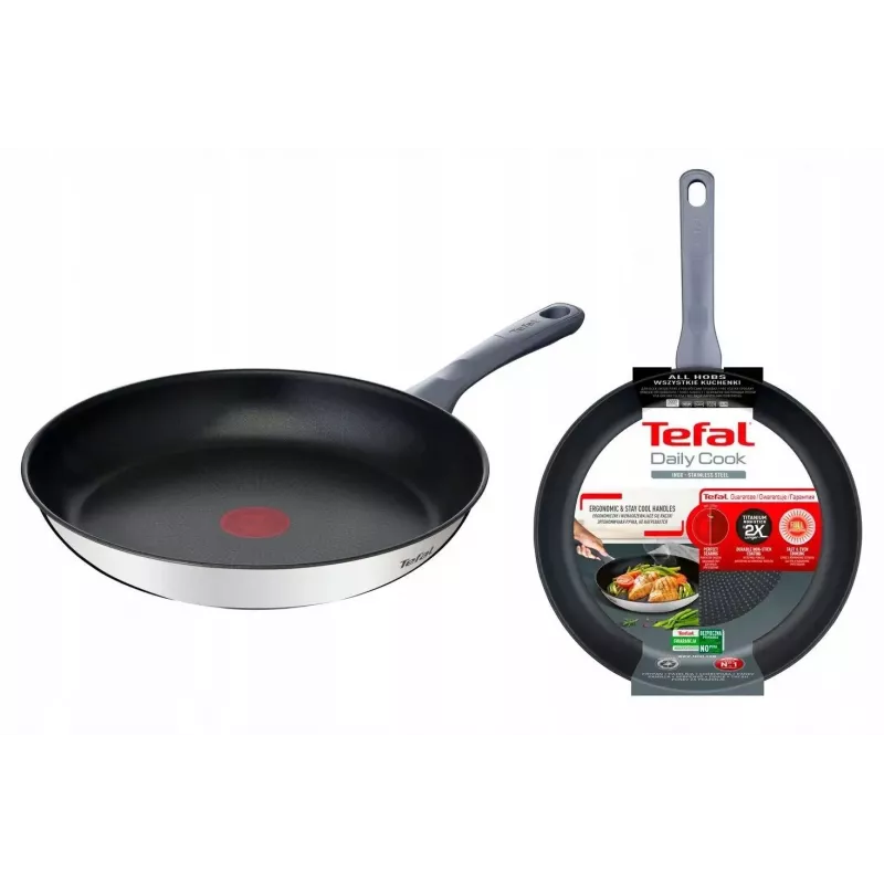Patelnia uniwersalna Tefal Daily Cook G7300655 stal nierdzewna 28 cm, uchwyt bakelitowy, wewnętrzna powłoka tytanowa