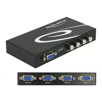 DeLock Switch VGA 4 port manual bidirectional - screen switch - 4 x VGA - Desktop (87635)