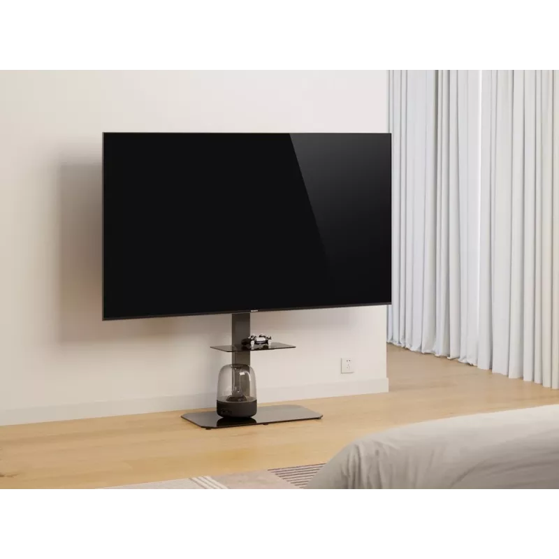 Wolnostojący stojak pod telewizor GEMBIRD TVS-86ST-01 do telewizorów 43–86 cali, czarny, podstawa ze szkła hartowanego, VESA 100x100–600x400, maks. 60 kg