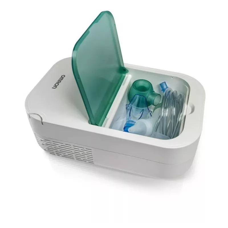 Nebulizator stołowy Omron NE-C301-E — zasilany sieciowo, pojemność 12 ml, maska dziecięca i ustnik, biały