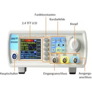 Joy-it JDS6600-LITE generator funkcyjny zasilany sieciowo 15 MHz - 0,01 µHz 2-kanałowy trójkątny, prostokątny, sygnał, sinusoidalny, krzywa Lorentza, dowolny, impulsowy, szum (JDS6600-LITE)