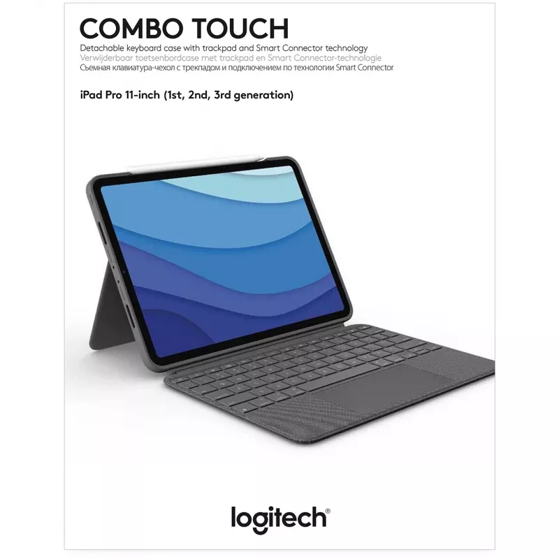 Etui z klawiaturą Combo Touch US iPad Pro 11 1,2,3 Gen szary