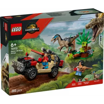 Zestaw konstrukcyjny LEGO Jurassic World 76972 Ucieczka raptora w terenie, 285 szt., 2 minifigurki, wiek 6+