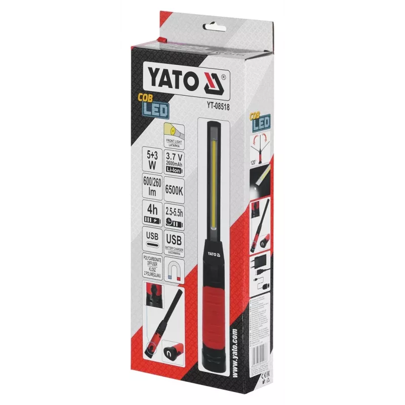 Yato YT-08518 lampa robocza Czarny LED 8 W