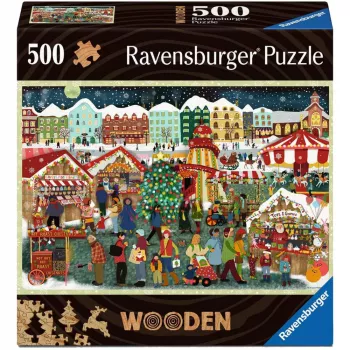 Puzzle Ravensburger Wooden Puzzle Christmas Market — 500 elementów, elementy drewniane