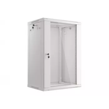 Lanberg szafa rackowa naścienna instalacyjna 19'' 18U 600x450mm szara (drzwi szklane)