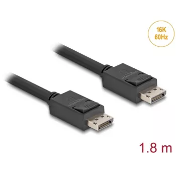 Delock - Kabel DisplayPort - DisplayPort (M) z zatrzaskiem do DisplayPort (M) z zatrzaskiem - DisplayPort 2.1 - 1,8 m - Obsługuje 16K 60 Hz (15 360 x 8640), transfer danych do 80 Gb/s