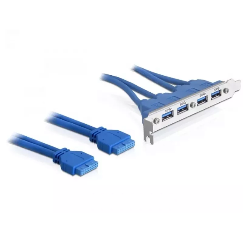 DeLOCK Slotblech USB3.0 Pin Header 19 Pin 2 x Internal > 4 x USB3.0-A Socket external - Slotblech (82974)