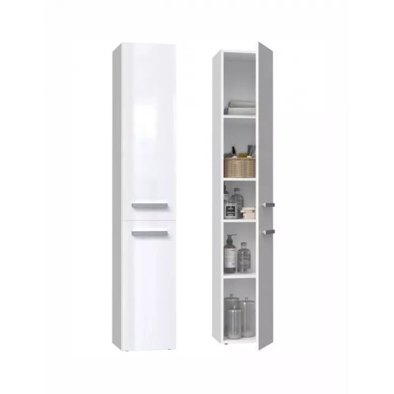 Szafka łazienkowa do przechowywania top e shop NEL II BIEL POŁ — wolnostojąca, 5 półek, 310×300×1740 mm, biała