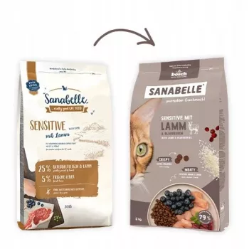Sucha karma dla kota Bosch Sanabelle Life Sensitive — jagnięcina i borówki, 8 kg, dorosłe koty, bezzbożowa, 31% białka