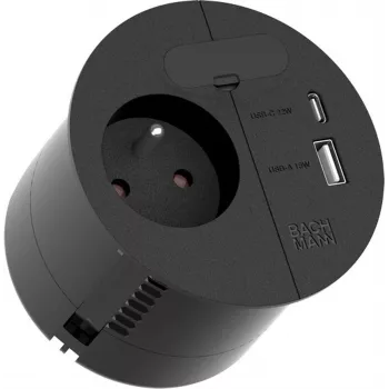 Listwa zasilająca Bachmann 938.202 — 1x UTE, 1x USB A/C 22W, 1x KBD, kabel 2,0 m, wtyczka CEE7/7