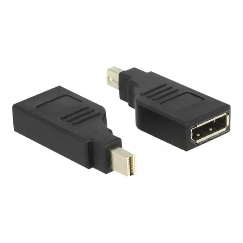 Delock Adapter Mini DisplayPort 1.2 męski > DisplayPort żeński 4K obrócony o 90° - Adapter DisplayPort - Mini DisplayPort (M) kątowy na DisplayPort (W) kątowy - Czarny (65626)