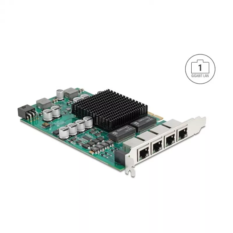 Karta sieciowa DELOCK PCI Express x4 Gigabit LAN 4xRJ45 PoE+