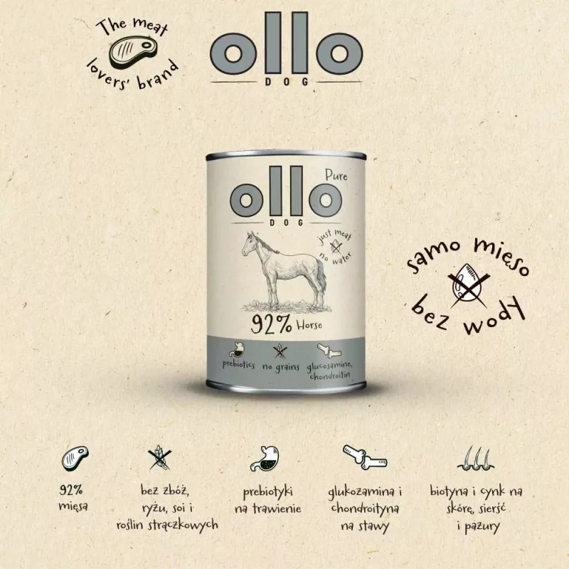 OLLO Pure Horse - mokra karma dla psa - 400g