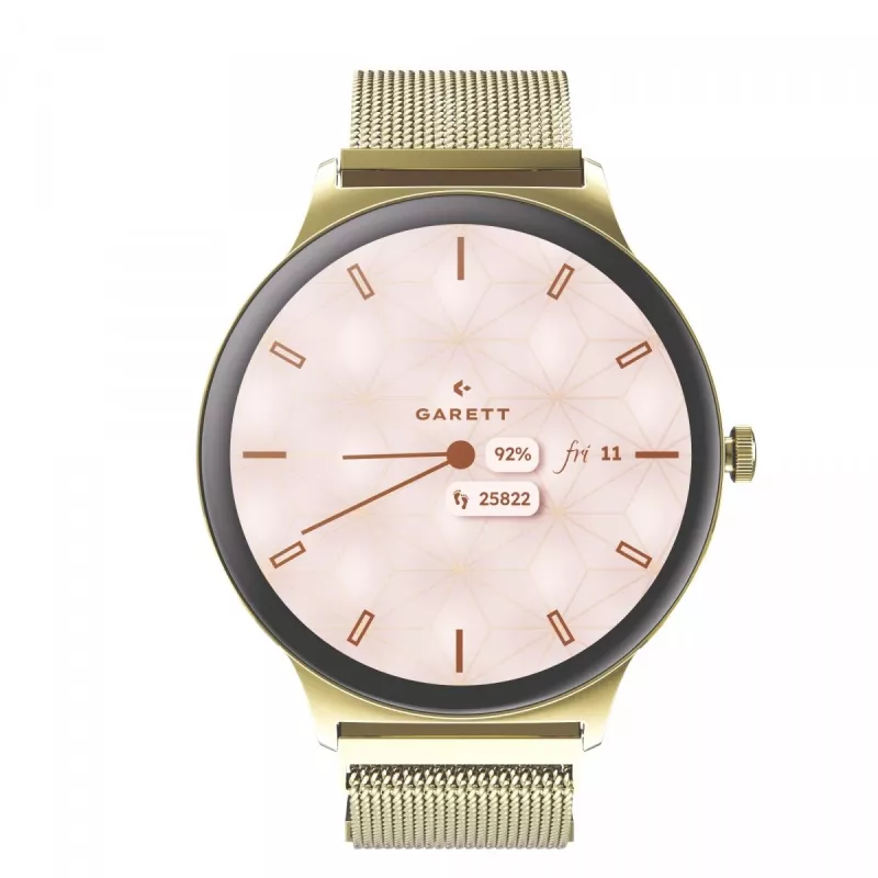 Smartwatch Garett Verona 2 Gold Mesh z Bluetooth i monitorem tętna