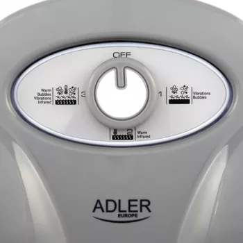 Masażer do nóg Adler AD 2167 z masażem rolkowym i wibracyjnym, funkcją ciepła, regulowaną intensywnością, 80 W, szaro-biały