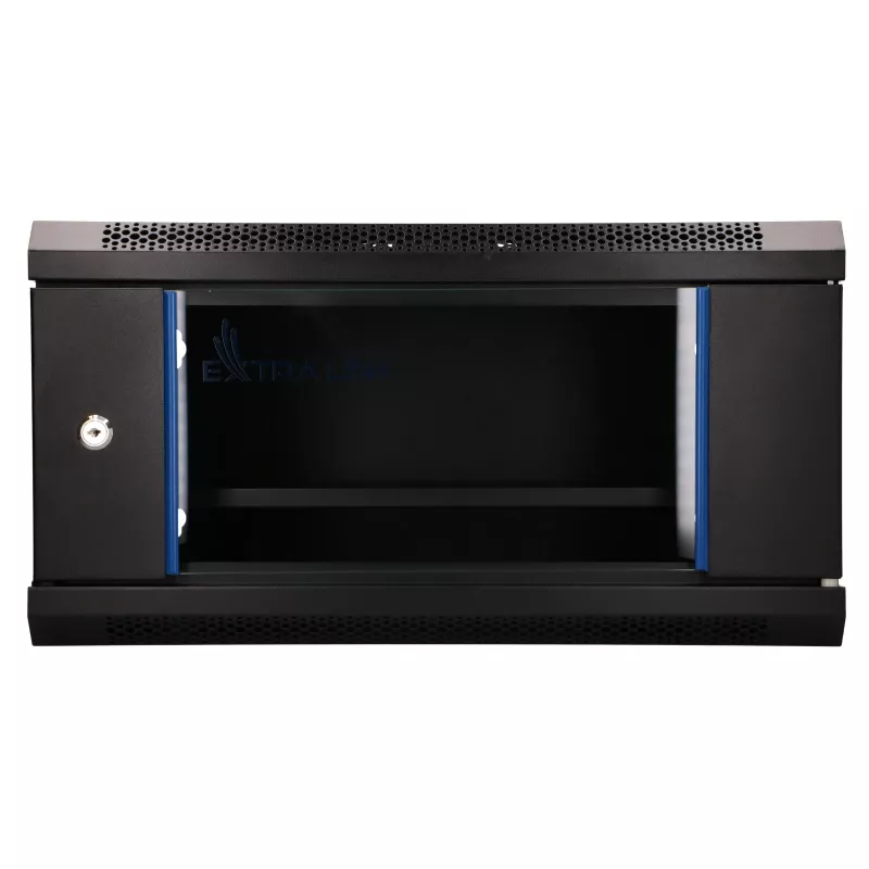 EXTRALINK LITE 4U 530X400 SZAFKA RACK NA ŚCIANĘ CZARNA Z PÓŁKĄ