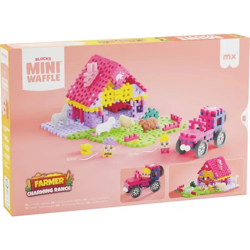 Zestaw konstrukcyjny Marioinex Mini Waffle 112 elementów – Farmer Urocze Ranczo, wielokolorowy, wiek 6+