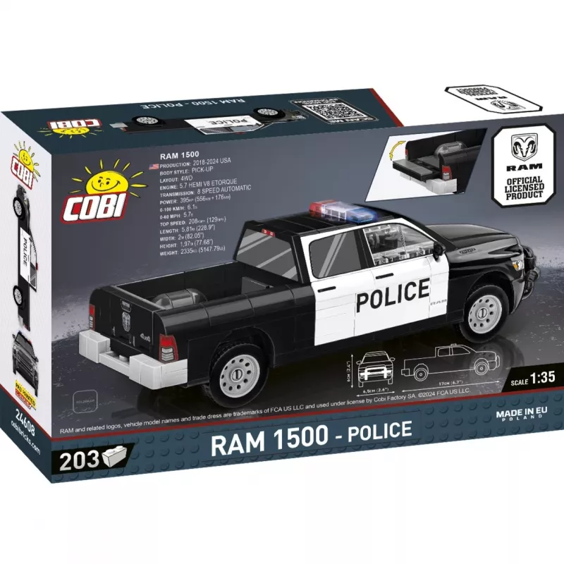 Zabawka konstrukcyjna Cobi RAM 1500 Police 24608 model 2-w-1, zestaw klocków, wersja do przebudowy
