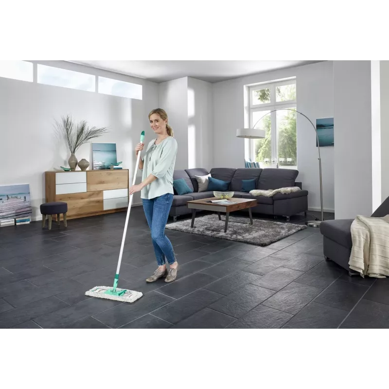Mop płaski Leifheit Profi XL cotton plus — szerokość 420 mm, obrotowa głowica 360°, bawełna/włókno, trzonek aluminiowy