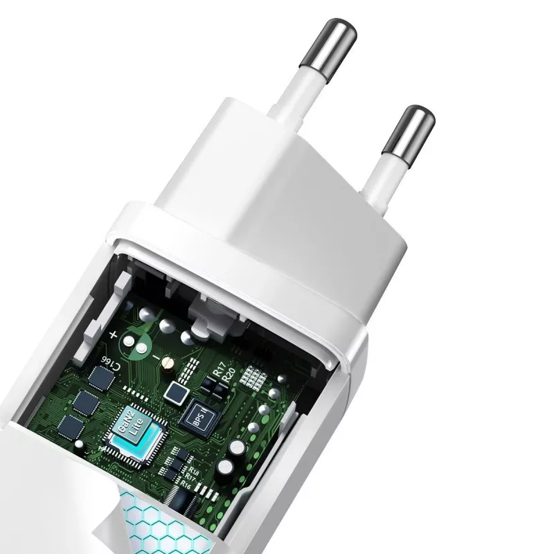 Ładowarka Baseus CCGAN2L-B02 Wewnętrzna AC Szybkie Ładowanie 20V 1xUSB 1xType-C Biała