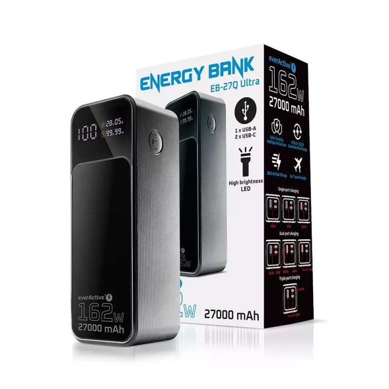 Powerbank everActive EB-27Q 27 000 mAh, 2× USB-C, Quick Charge 4+
