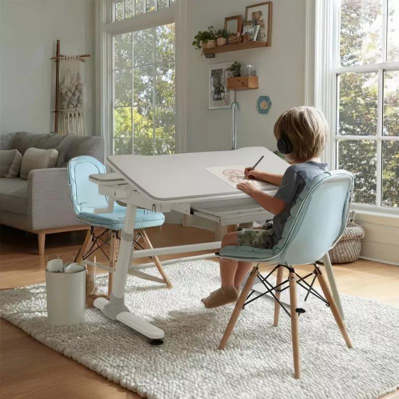 Ergo Office Children's Ergonomic Height Adjustable Desk, szary, max 100kg, ER-417 2cz
