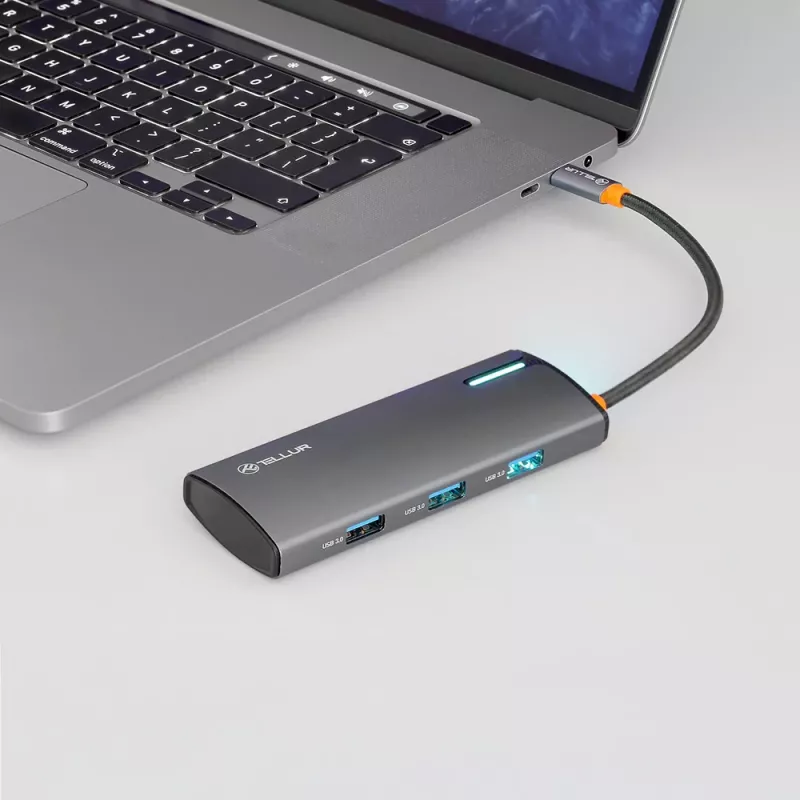 Hub USB-C Tellur TLL321061 z PD 3.0 100W, wyjściem HDMI i 3× portami USB 3.0
