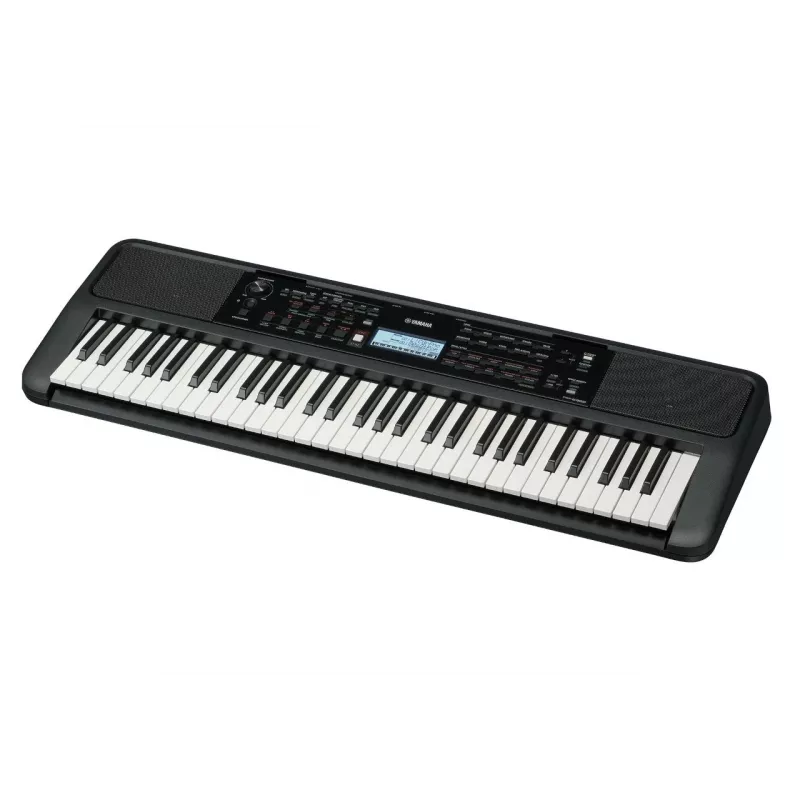 klawiatura YAMAHA PSR-E383 — 61-klawiszowy przenośny klawiatura MIDI, wyświetlacz LCD, USB, wbudowane głośniki, zasilany bateriami (6), czarny