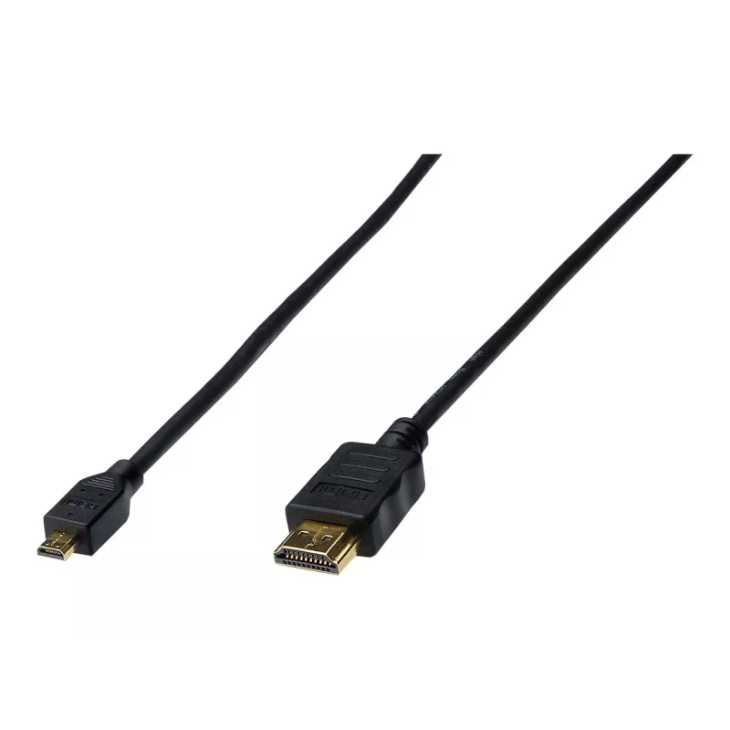 Digitus ASSMANN - HDMI-Kabel mit Ethernet - 19 pin micro HDMI Type D männlich zu HDMI männlich - 1 m - Dreifachisolierung - Schwarz (AK-330115-010-S)